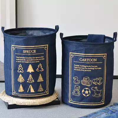 Nordic denim storage bucket household waterproof folding dirty clothes basket storage basket toy clothing finishing basket sundry basket