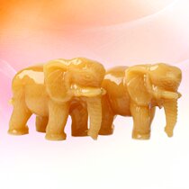 Xuanyou water-absorbing white marble stone carving jade ornaments crafts yellow jade sucking money like Jade Thai elephant pair