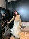 Summer home lace splicing temperament white skirt women's long 2026 new early spring design niche