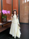 Summer home lace splicing temperament white skirt women's long 2026 new early spring design niche