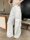 Xiajia Retro Workwear Style Large Pocket Light Breathable Wide Leg Casual Pants Women's Pear Shape Friendly Commuting Hot Girl Pants