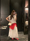 Summer French soft pleated ອອກ​ແບບ​ກະ​ໂປງ​ວ່າງ​ສໍາ​ລັບ​ແມ່​ຍິງ​ສີ​ຂາວ drape ຜ່ອນ​ຄາຍ​ການ​ເດີນ​ທາງ​ວັນ​ທີ skirt ຍາວ​