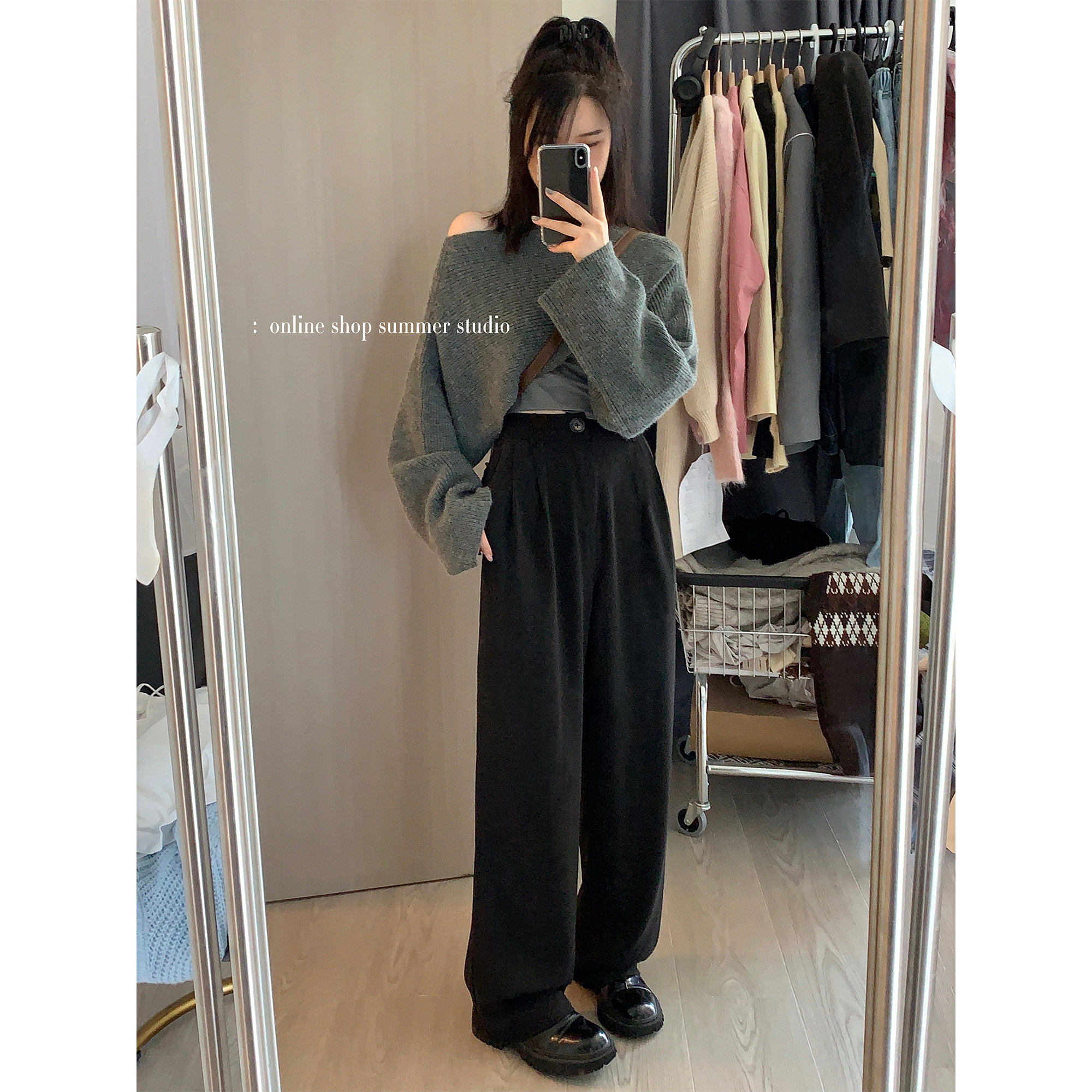 Summer Home (Super Good Version) Black High Waist Straight Leg Wide Leg Suit Pants Female Drape Casual Mopping Pants Autumn