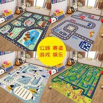 Childrens toys car city traffic scene map carpet Road street track race Road parking lot mat