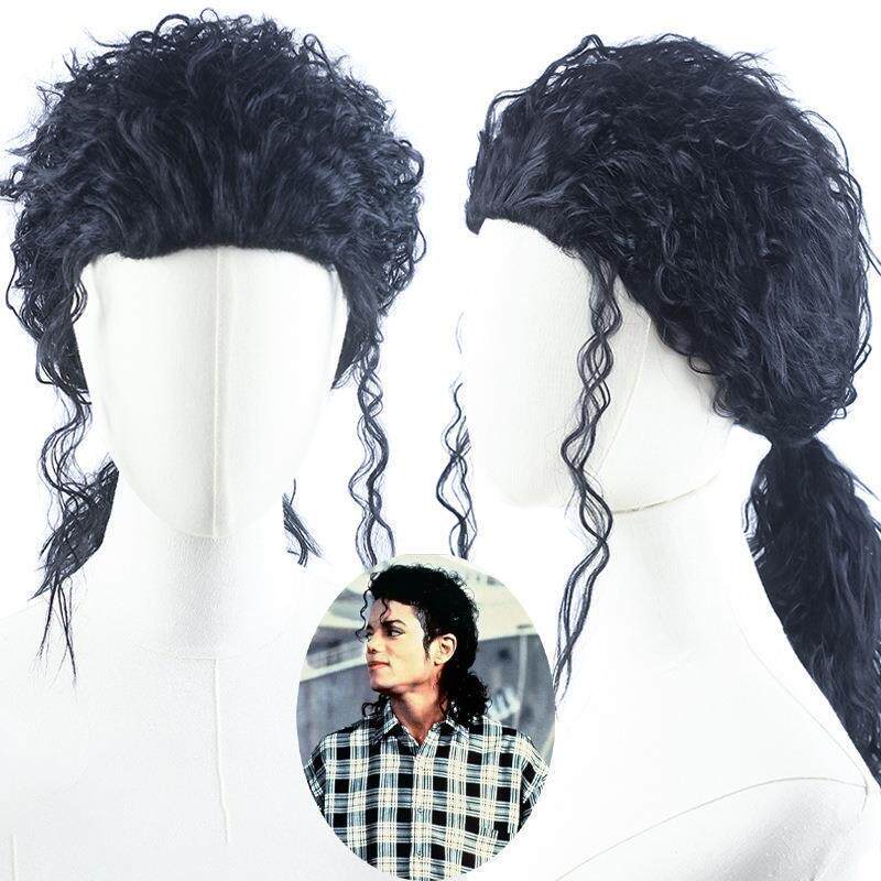Mj Michael Jackson Wig, Medium-Length Cos Wig, Performance Spacewalk Mechanical Dance Model Show Wig Mj Michael Jackson Wig, Medium-Length Cos Wig, Performance Spacewalk Mechanical Dance Model Show Wig