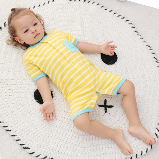 Baby short-sleeved jumpsuit summer romper romper men and women baby pajamas cotton summer thin section newborn clothes