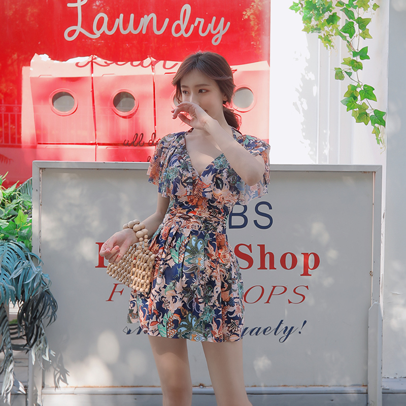 Conservative New products 2020 Conspicuine Slim Fit Swimsuit Woman Size Chest Steel Deputed Holiday Swimsuit Chic Four-corner Pants