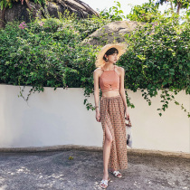 New 2018 summer three-piece set of small chest gathered shoulder Hipster Beach holiday swimming couples