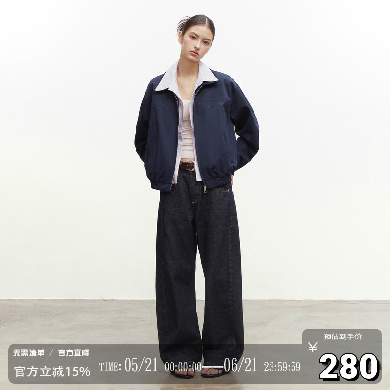 Codice Lab Harrington 2.0 Jacket, Fake Two-Piece, Color-Blocking, Basic Unisex Versatile Short Loose Coat