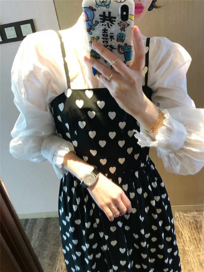 BORAKOO Korea Dongdaemun Spring Xiaoxian ladies' b-in white ultra-thin cotton yarn doll-shirt