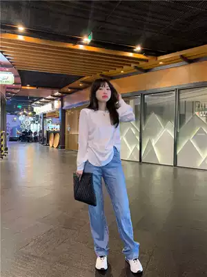 Special BORAKOO Korea Dongdaemun generation autumn models~long legs and simple straight jeans