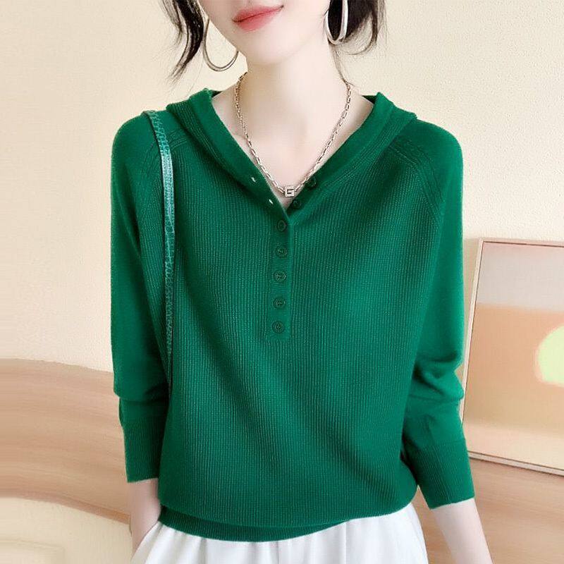 2026 New Spring Genuine Pure Wool Sweater for Women, Spring and Autumn Pullover Hooded Sweatshirt, Loose Hooded Knitwear, Special Clearance Sale