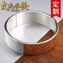 Jiuxi Silver House S999 Foot Silver Bracelet Male Opening Thickened Lasagna Sterling Silver Bracelet Female Handmade Custom Couple Silver Bracelet
