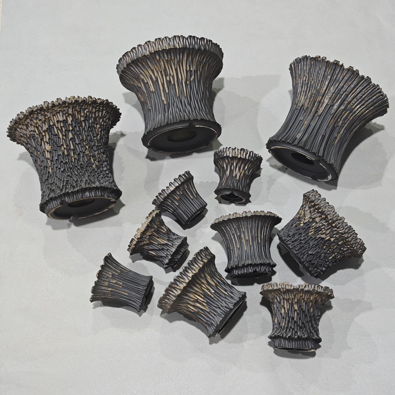 Rooted Plant Pots with Textured Gold-Plated Handmade Trendy Ceramic Flower Pots for Agave, Cactus, and Other Succulents