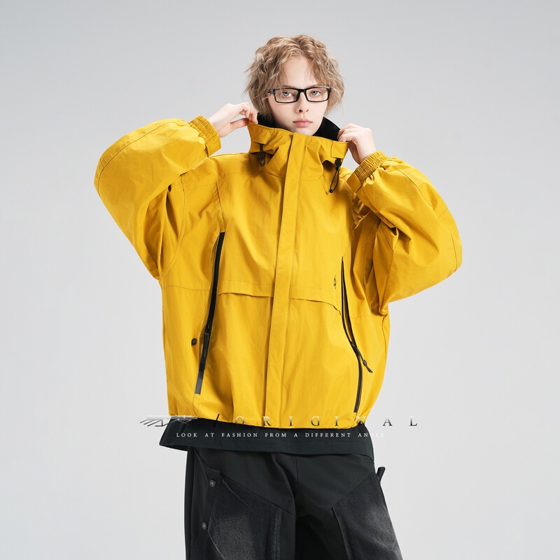 Yimai 2026 Spring New Retro Trendy Brand Design American-Style Loose Hooded Patchwork Couple Jacket