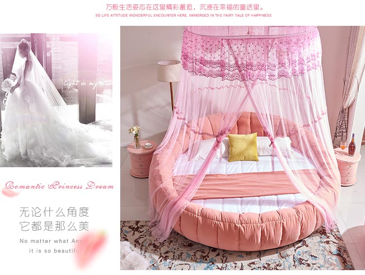 Giường tròn giường đôi giường cưới chính phòng ngủ có thể giặt bí ngô công chúa hiện đại giường thấp 2 m 2.2 đơn giản 1.8 kinh tế - Giường mẫu giường ngủ đẹp