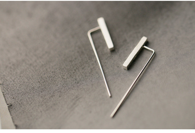 Minimalist Silver Stud Earrings - Image 1