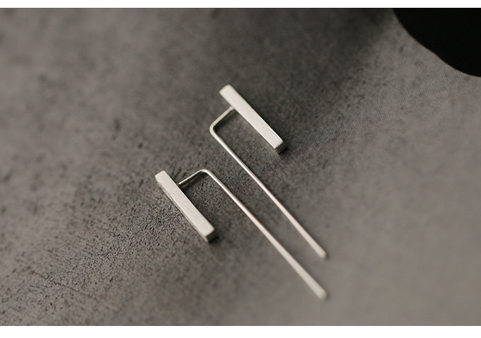 Minimalist Silver Stud Earrings - Image 3