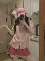 (7 29 новых продуктов в восемь раз только один день) Летняя корейская версия раздавленные цветы Снегурочки рубашки женщины 100 китч блузки