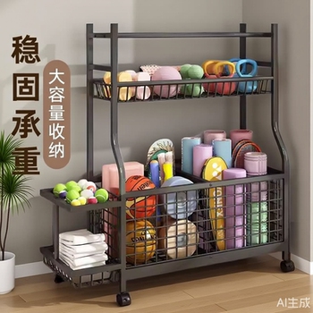 Yoga mat storage basket with wheels fitness equipment
