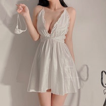 Monroe White Tea Sexy Seductive pendant with dress Slip Sleeping Dress Deep V Dew Back Hanging Neck Sleeping Skirt Suit With Underwear