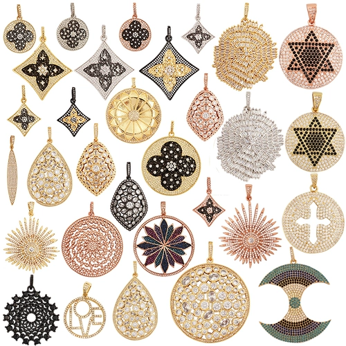 Медная подвеска, L66, европейский стиль, микроинкрустация, четырехлистный клевер