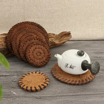 Weiyang bamboo tea coconut silk mat hand-woven coconut shell pot Mat Brown coaster pot insulation tea tray tea mat