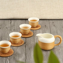 Weiyang bamboo tea porcelain body bamboo woven special tea cup tea tea set bamboo silk buckle porcelain