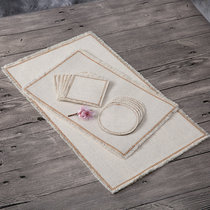 Coarse canvas coaster tea mat combination set can be hand-painted tea cloth table flag cloth city wall grid new dry bubble tea mat curtain