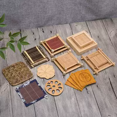 Creative handmade coaster tea mat bamboo tea ceremony six gentlemen cup holder pot pot mat kung fu tea set tea ceremony accessories