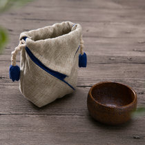 Weiyang bamboo tea cotton linen Cup bag personal taste Cup drawstring storage bag one pot four cups purple sand tea set pot bag