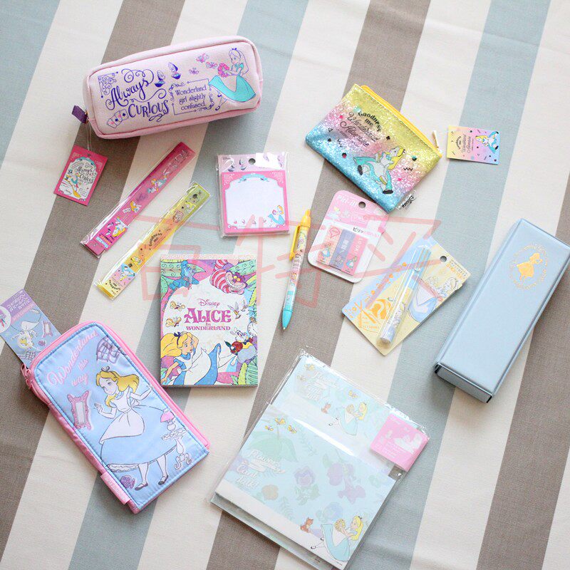 Japan Sun Star Alice Series Stationery Pen Bag Scissors Letter Paper Ruler Automatic Pencil Facilitation Sticker