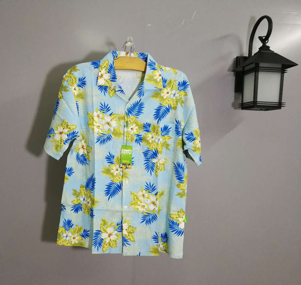 Dịch vụ xác thực Đảo Hải Nam Sanya Beachwear Áo sơ mi nam Áo sơ mi hoa béo áo sơ mi cổ trụ nam