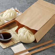 Бумажные крафт пакеты 定制新款牛皮纸早餐袋西点包装袋烘培面包方底食品防油打包纸袋