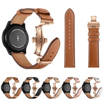 Suitable for Samsung Galaxy Watch Active2 Watch with China 2 sweat-proof leather 46MM Sports wristband butterfly buckle head layer cowhide Samsung gear s3 table