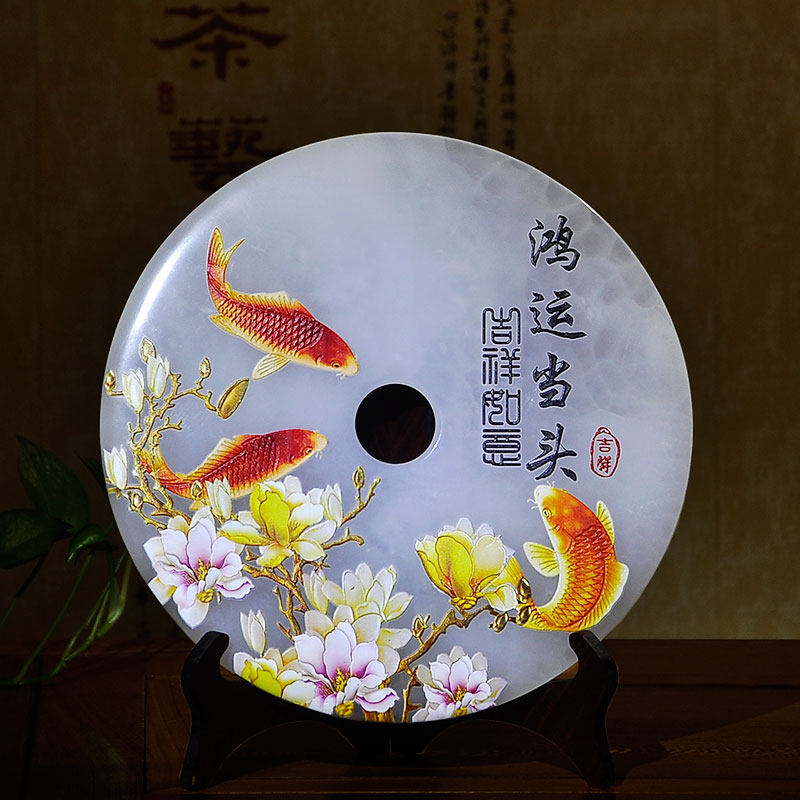 Natural jade safe button swing piece home living room decoration process gift swaying decoration Joe to give gift big business desk