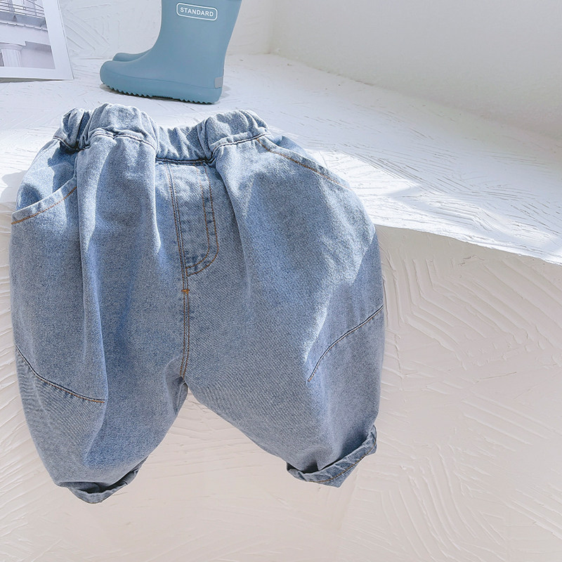 The fabric version is superb, South Korea's Dongdaemun children's loose denim harem pants boys casual pants 2022 spring and autumn
