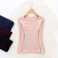 Cơ thể corset top tay áo dài bụng corset căng quần lớn cổ tròn đáy áo sơ mi mỏng phần nữ do lot