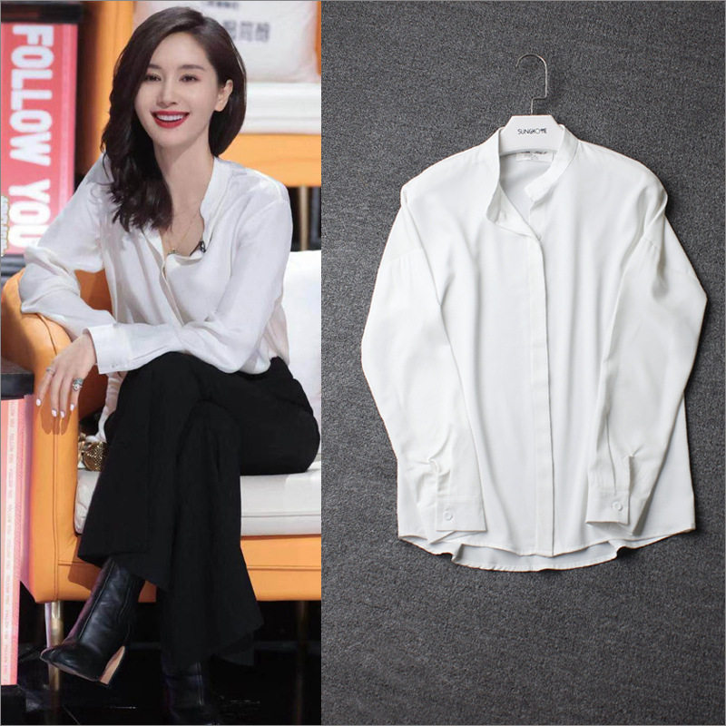 Listen Sister Say Prince Moon's Identical Temperament White Shirt Woman Design Sensation Petty OL Shirt Snowspun Long Sleeve Blouse Tide