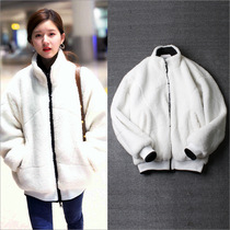 Star Zhao Ruth with the same clothes leather hair integrated white lamb wool coat female winter cotton clothes cotton clothes Korean version loose