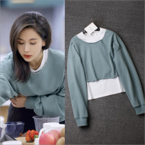 Star Prince Wen Blesses With The Same Clothes Fake Two Womens Blouse Short Necropolis Suits 2021 Spring and Autumn