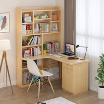 Solid wood corner desktop computer desk desk Home bedroom corner bookshelf combination desk Childrens study desk Home