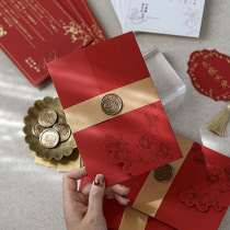 New Chinese style wedding invitation letterpress printing customized invitation Chinese style letterpress wedding invitation red wedding card