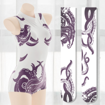 Seven out of three original personality octopus touch purple printed one-piece swimsuit Belly Spa Swimsuit
