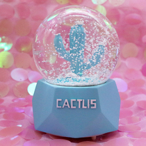 Korean pastoral plant fleshy cactus glowing glass snowflake crystal ball Childrens Day birthday gift Christmas