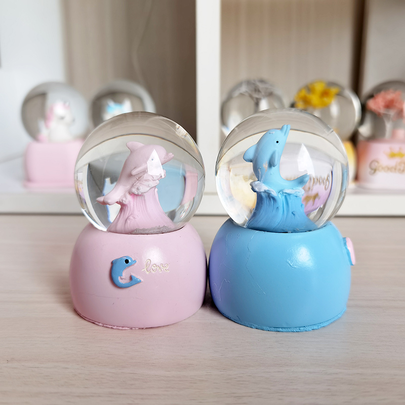 Mini Cute Dolphin Crystal Ball Luminous Glass Ornament Christmas Gift Kids Birthday Gift Girl Sister
