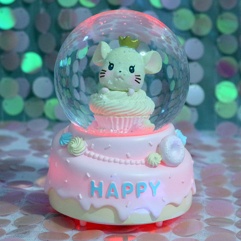 Creative Year of the Rat birthday gift Cute mouse crystal ball luminous ornament to send students the Year of the Rat gift graduation girl