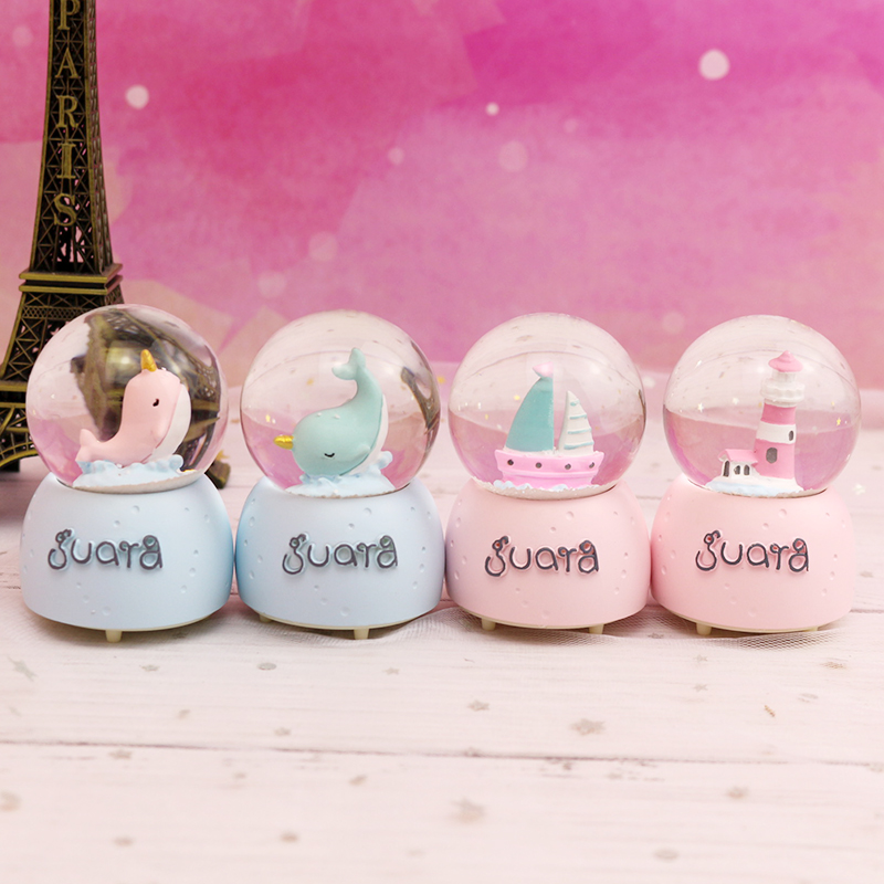 Creative Luminous Dolphin Crystal Ball Ornaments Mediterranean Sailing Lighthouse Bedroom Decorations Girly Heart Christmas Gift