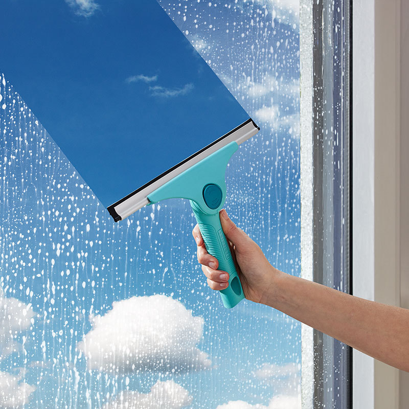 Leifheit Glass Wiper, German-Made, Rotatable, Traceless Silicone Strip, Glass Cleaning Head, Can Be Equipped with a Rod