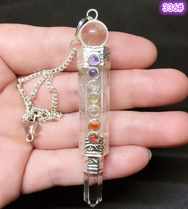 New Natural White Crystal Studded 7 Color Gem Chain Pendulum Swing Piece RST Pendant Original Design Ornament Gift